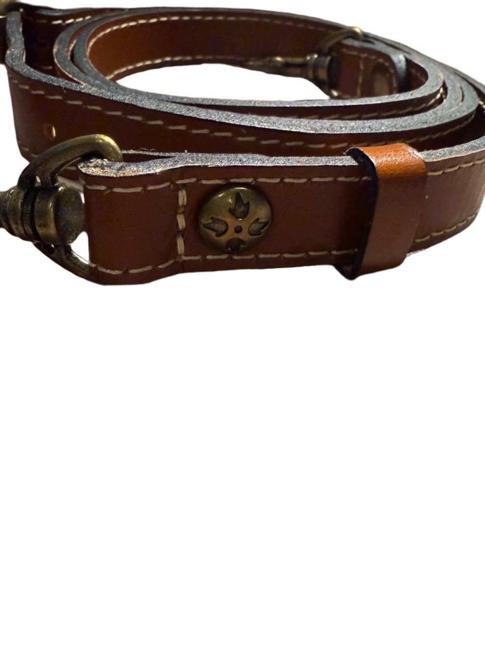 Patricia Nash Tan Leather Crossbody Strap, Adjustable with Antique Brass Accents
